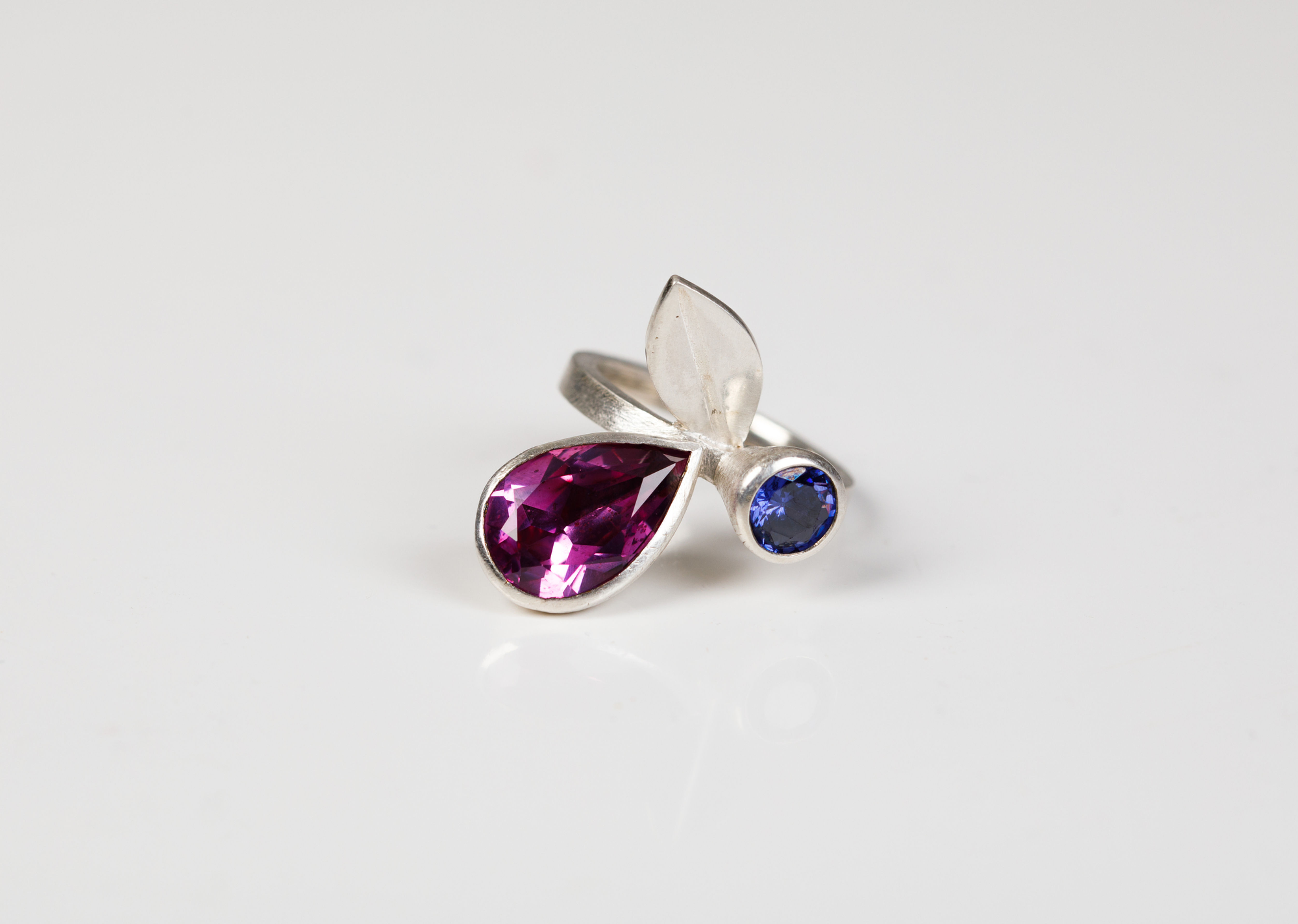 Cocktail ring with pink and blue stones | Jackie McMaster Jewellery