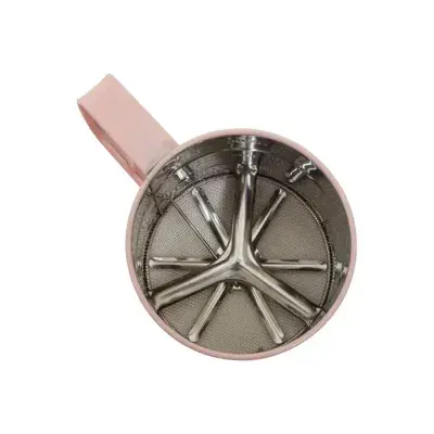 Pastel blue sifter made of stainless steel, featuring an ergonomic handle and fine mesh screen, 250ml capacity