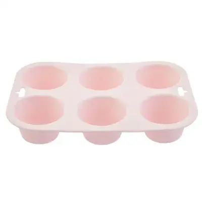 Zing pastel pink silicone muffin tray with non-stick surface