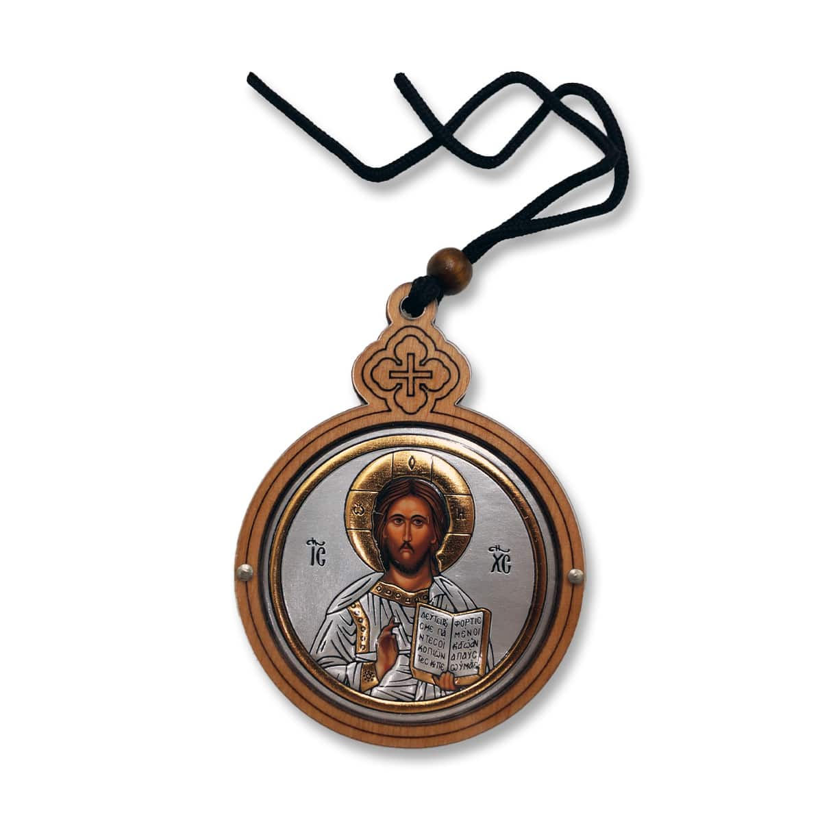 Wooden amulet, round with Jesus Christ from Mount Athos