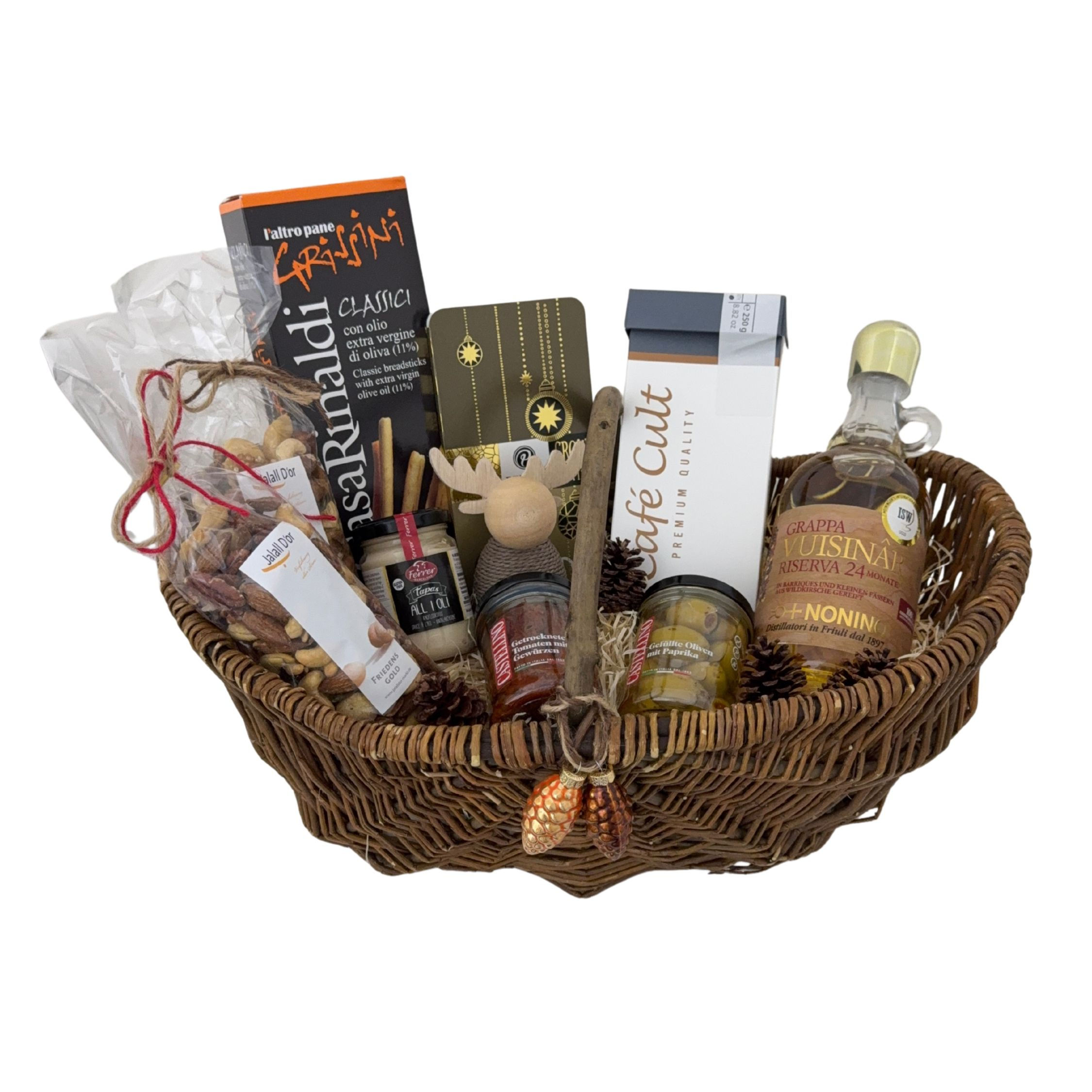 Geschenk Korb mit Feinkost Valentinstag Präsentkorb mit Roséwein, Feinkost & Süßem „Rosé Moments of Love“