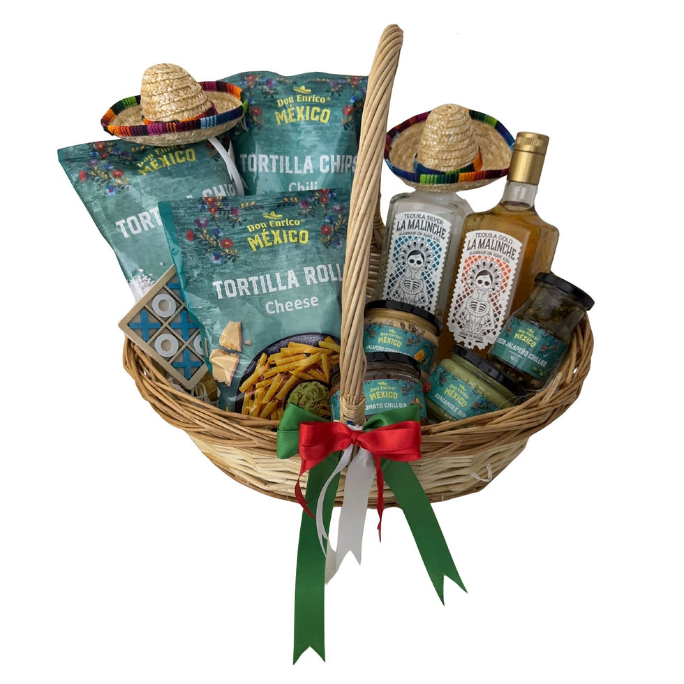 Mexiko Party Präsentkorb mit Tequila, Chips & Dips „Fiesta Grande“