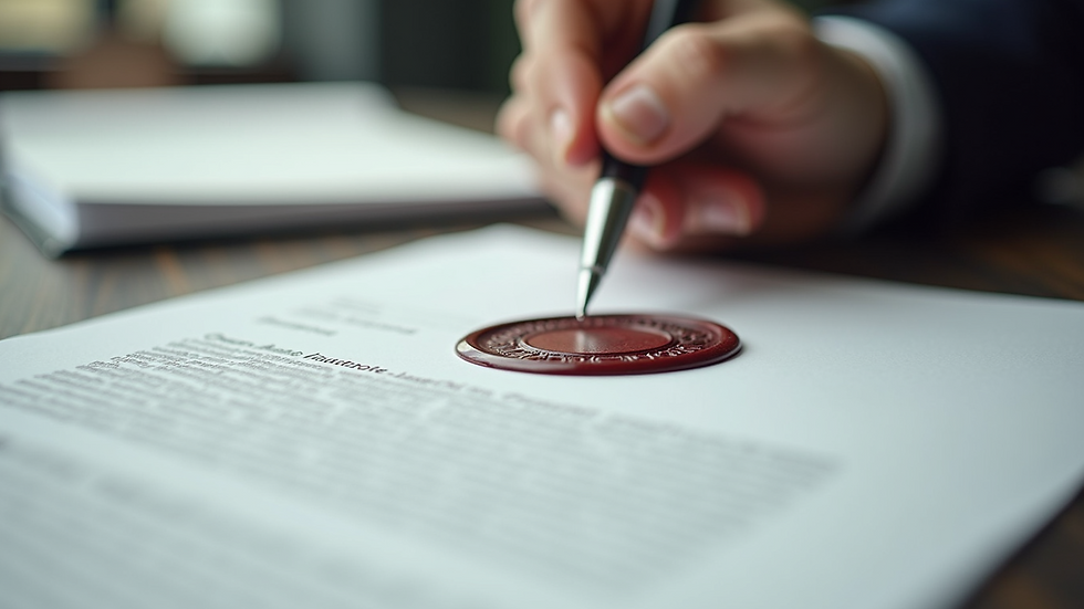 Close-up of a notary seal on a legal document