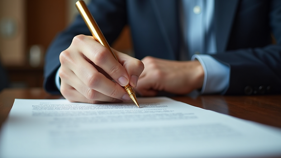 Close-up view of a notary public stamping a legal document