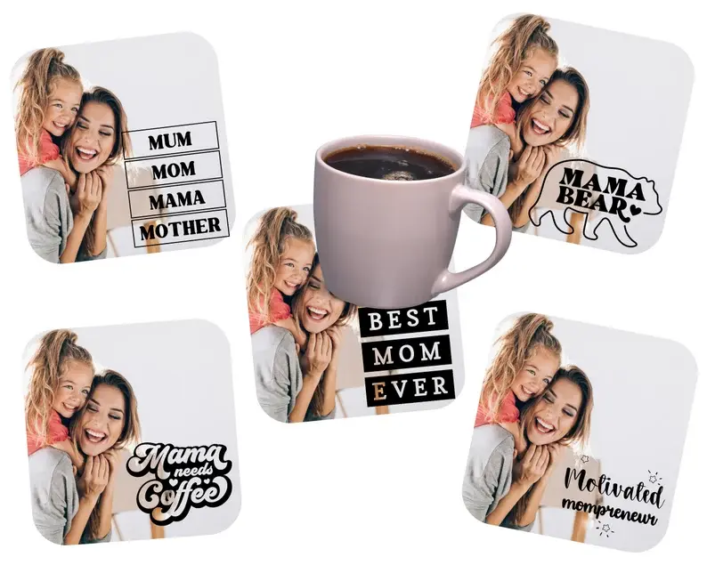 CUSTOM Photo Square Coaster 4pc Set | Custom photo coaster - photo coasters