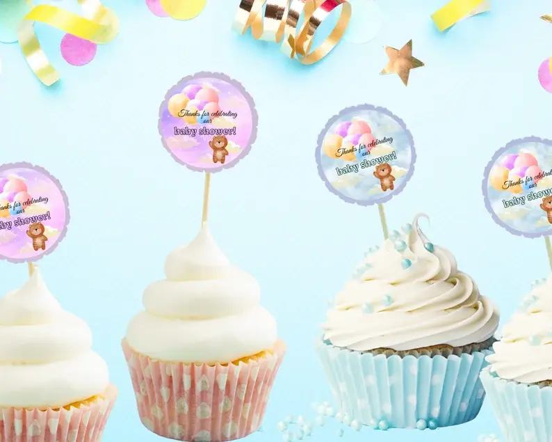 Thumbnail: EDITABLE Bearly Baby Shower THANK YOU Stickers, Round, Gift Tags