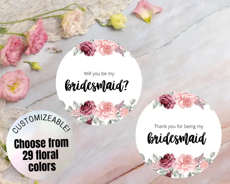 Bridesmaids Proposal Round Labels, Bachelorette Party Favor