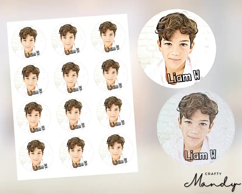 Photo Face and Name Stickers | Custom Cartoon Stickers, Cartoon Kid