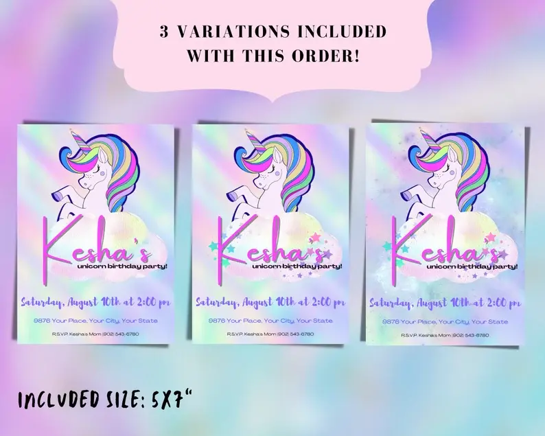 Thumbnail: EDITABLE Unicorn Birthday Invitation, Unicorn Birthday