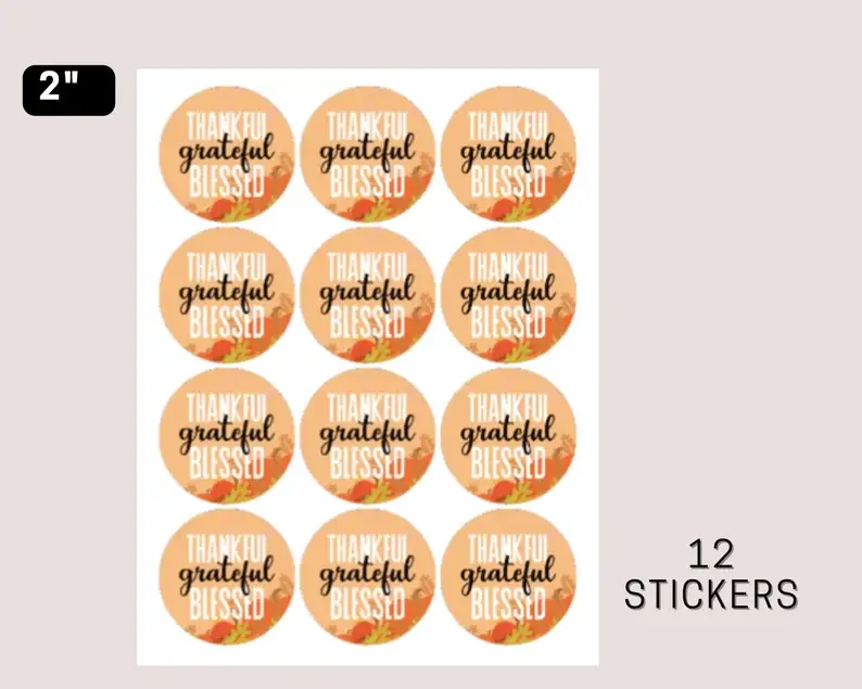 Thumbnail: Thankful Grateful Blessed Party Favor Stickers, Party Favor Sticker Labels