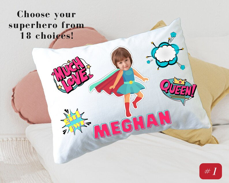 Thumbnail: Personalized Superhero Pillow Cover | Personalized Name Pillow