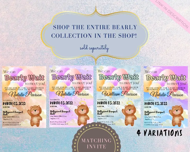 Thumbnail: EDITABLE Bearly Baby Shower THANK YOU Stickers, Round, Gift Tags