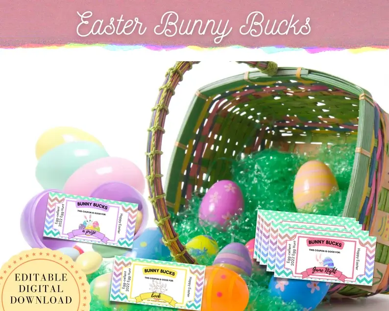 EDITABLE Easter Egg Fillers Coupons Printable, Easter Coupons