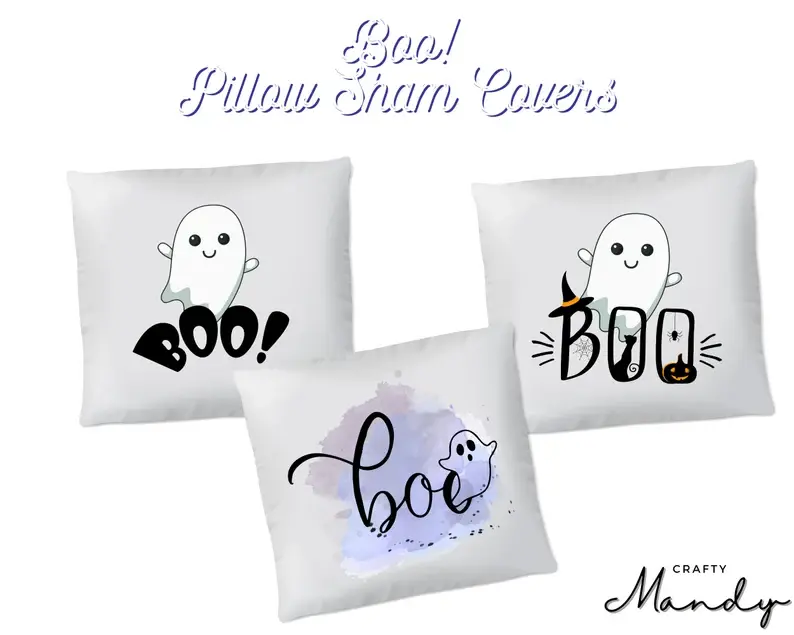 BOO! Pillow Sham Cover | Cute Ghost Pillow | Halloween Decor