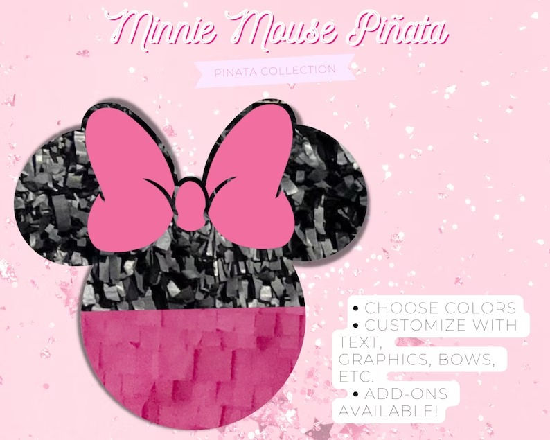 Minnie Mouse Pinata, Minnie Pinata, Minnie Ears, Pull String Pinata
