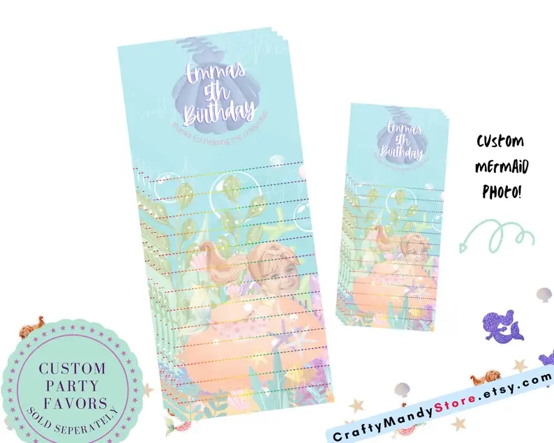 Thumbnail: MERMAID Gable Box Label, Party Favor, Mermaid Theme, Mermaid Birthday
