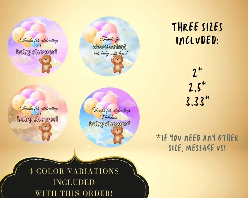 Thumbnail: EDITABLE Bearly Baby Shower THANK YOU Stickers, Round, Gift Tags