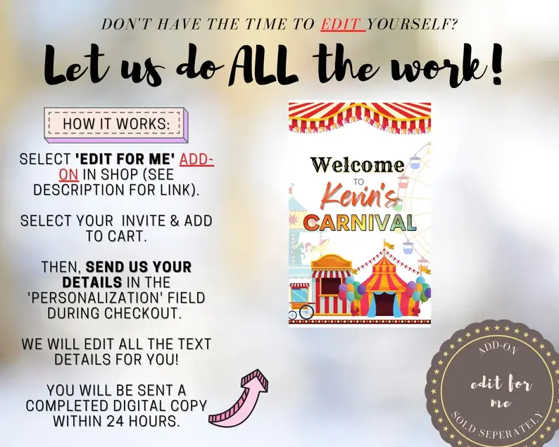 Thumbnail: EDITABLE Carnival Birthday WELCOME SIGN, Birthday Sign