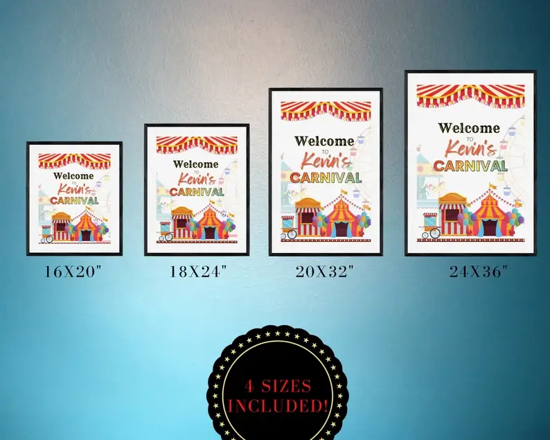 Thumbnail: EDITABLE Carnival Birthday WELCOME SIGN, Birthday Sign