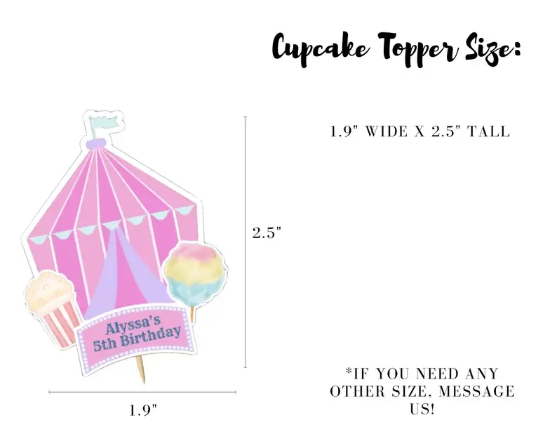 Thumbnail: Pastel Carnival Cupcake Topper, Custom Cupcake Topper, Custom Topper