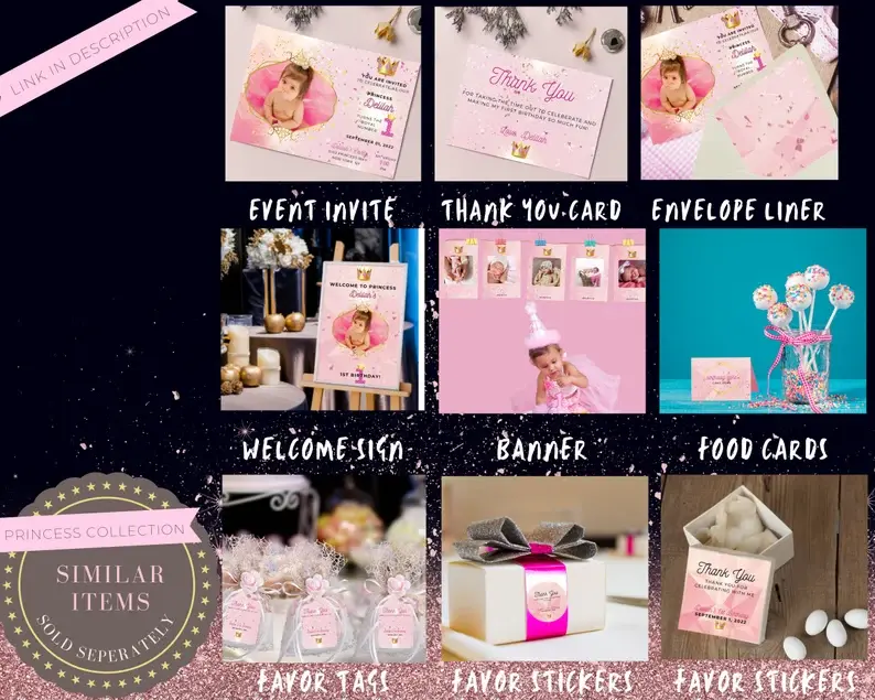 Thumbnail: PRINCESS Birthday Personalized Table Centerpiece, princess decor, princess party