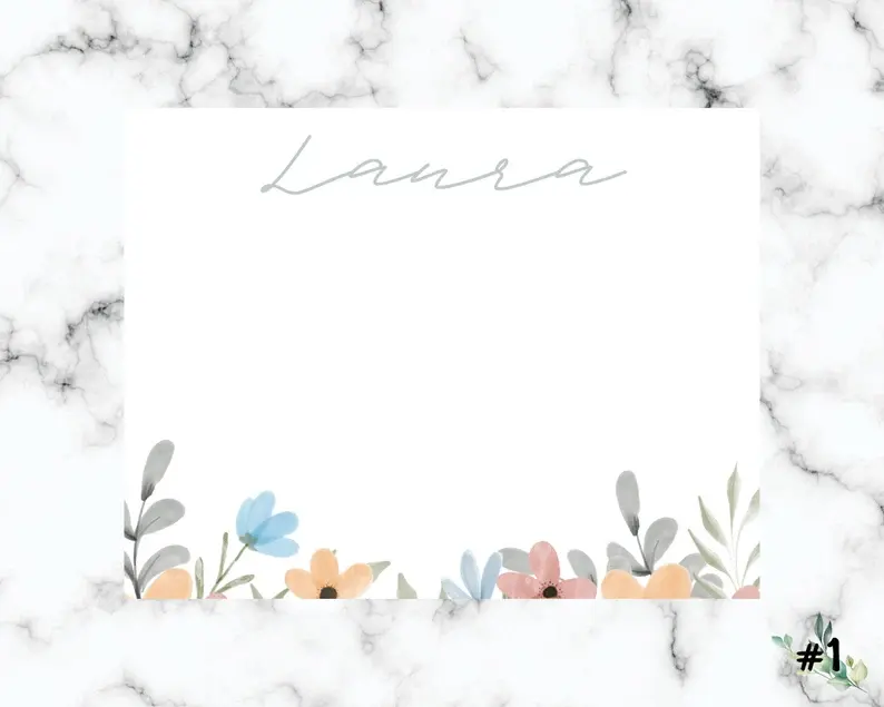 Thumbnail: Pastel Floral Script Personalized Stationery Set | Personalized Stationery