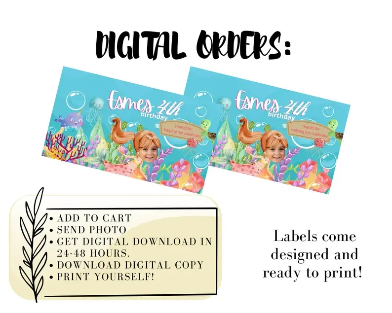 Thumbnail: MERMAID Gable Box Label, Party Favor, Mermaid Theme, Mermaid Birthday