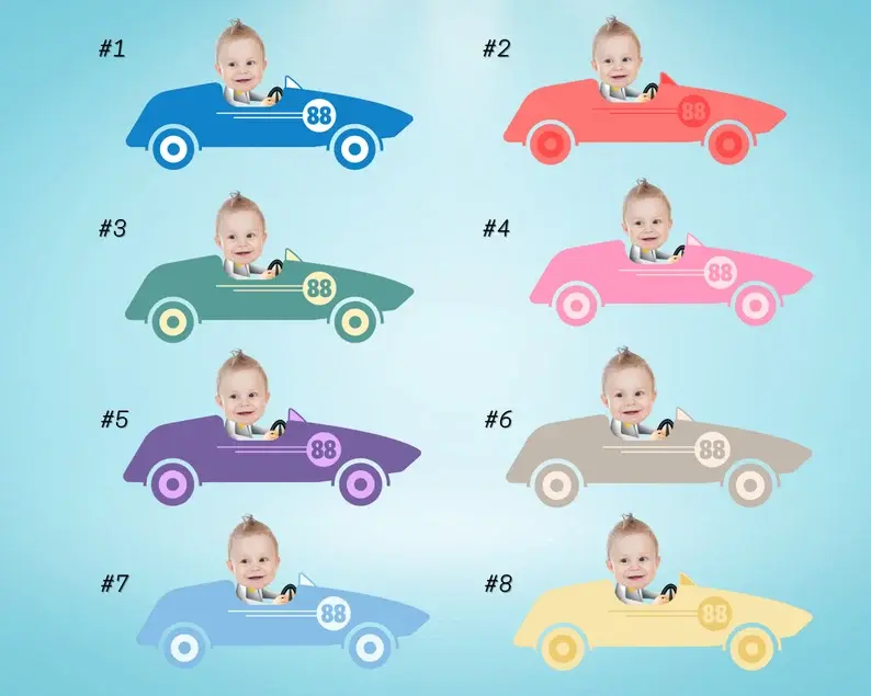 Thumbnail: Retro Car Photo Cupcake Topper, Die Cut Photo, Funny Photo, Custom Cupcake Toppe