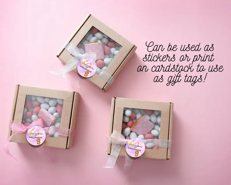 Thumbnail: EDITABLE Bearly Baby Shower THANK YOU Stickers, Round, Gift Tags