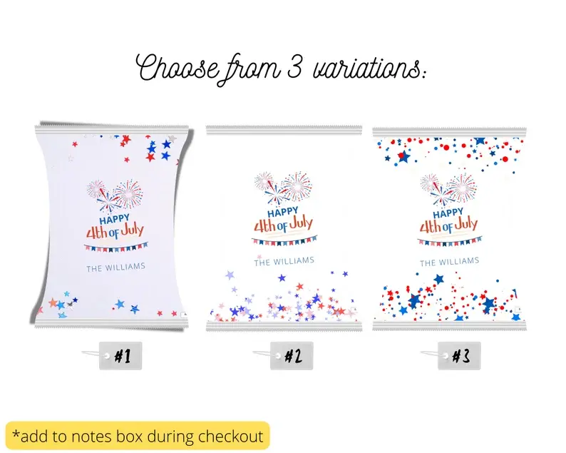 Thumbnail: 4th of July Personalized Chip Bag Wrapper, July 4th, Independence Day