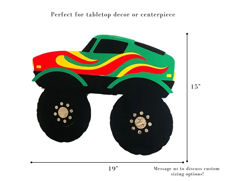 Thumbnail: MONSTER TRUCK Birthday Personalized Decor, Birthday Centerpiece