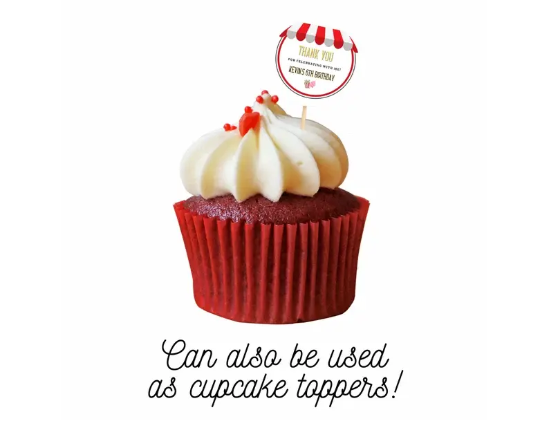 Thumbnail: EDITABLE Carnival THANK YOU Stickers, Round, Birthday, Gift Tags