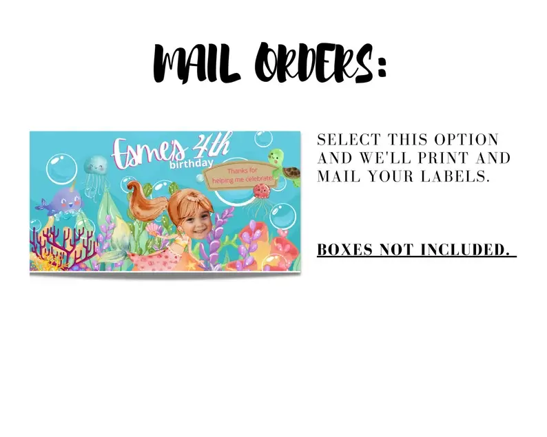 Thumbnail: MERMAID Gable Box Label, Party Favor, Mermaid Theme, Mermaid Birthday