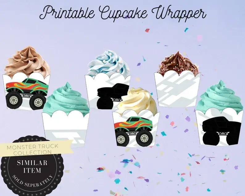 Thumbnail: MONSTER TRUCK Birthday Personalized Rice Krispies Wrapper, Rice Krispies Wrapper