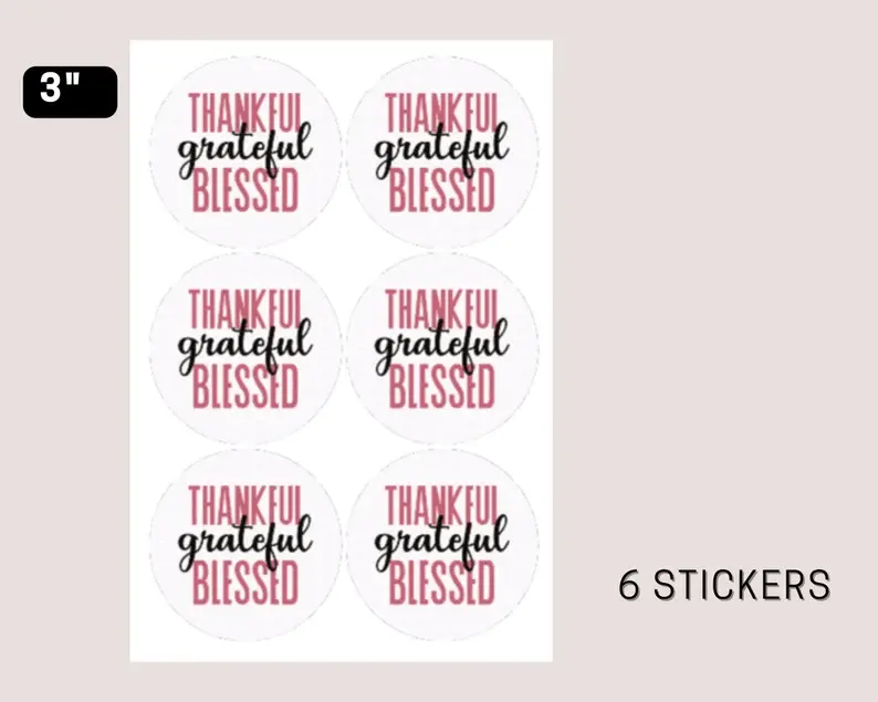 Thumbnail: Thankful Grateful Blessed Party Favor Stickers, Party Favor Sticker Labels
