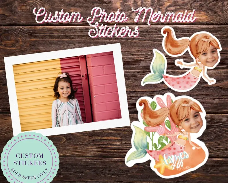Thumbnail: MERMAID Photo Birthday Banner, Personalized Banner Sign, Birthday Welcome Sign