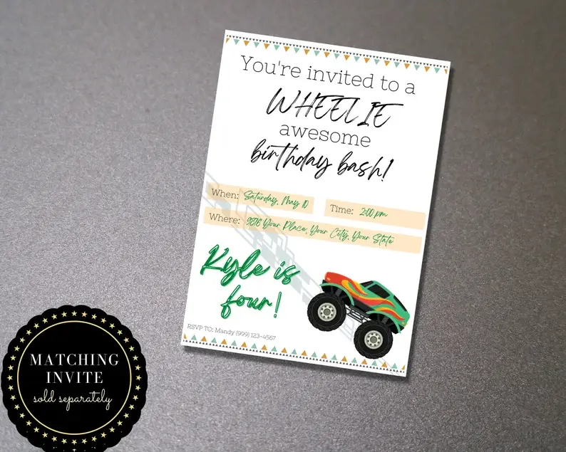 Thumbnail: EDITABLE Monster Truck Birthday Bash WELCOME SIGN, Birthday Sign