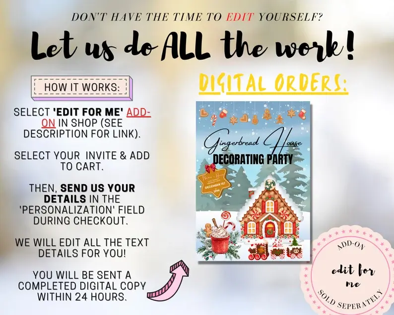Thumbnail: Gingerbread House Decorating Party Invitation, Christmas Holiday