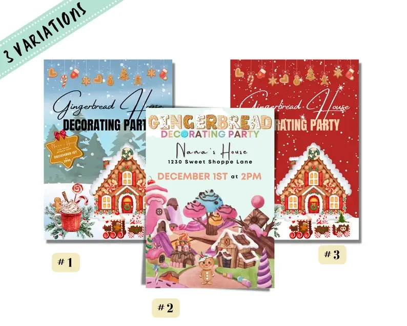 Thumbnail: Gingerbread House Decorating Party Invitation, Christmas Holiday