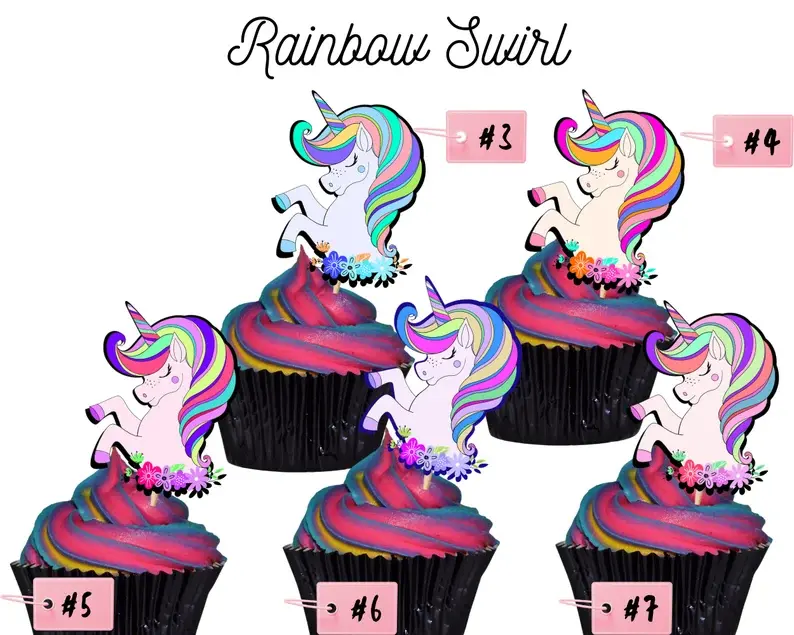 Thumbnail: UNICORN Birthday Personalized Cupcake Topper, Birthday Topper, Girls Birthday