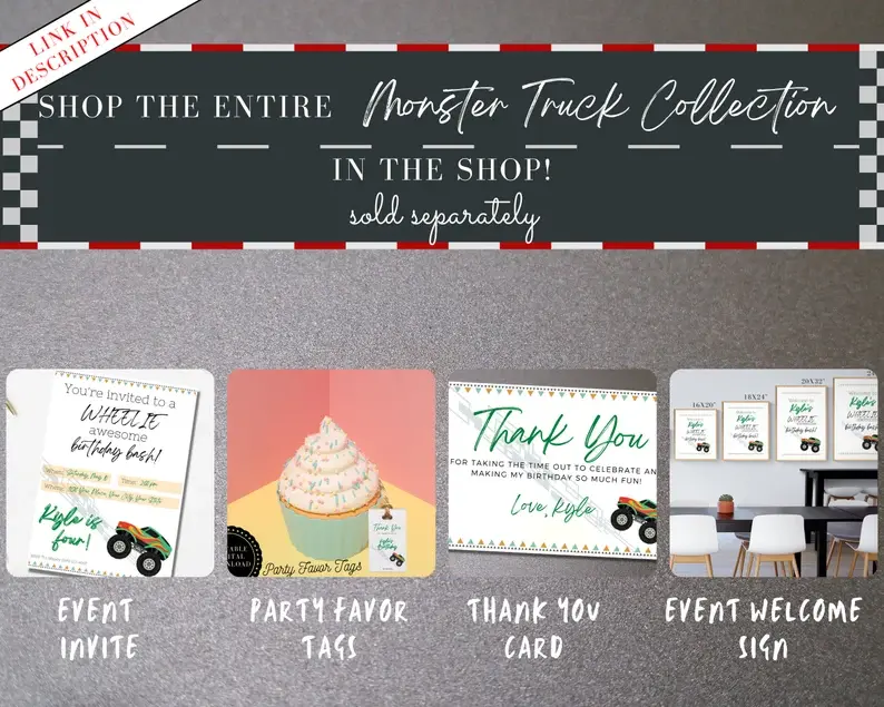 Thumbnail: Party Snack Cone Template - Monster Truck Theme. Monster Truck Birthday