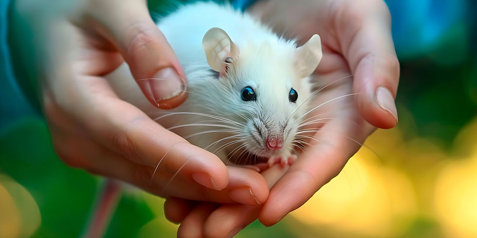 weisse Maus in Händen