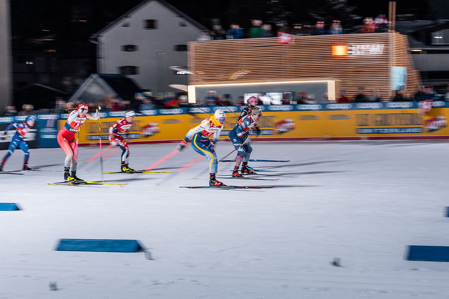 Gruppe Langläufer am FIS Weltcup Rennen in Davos