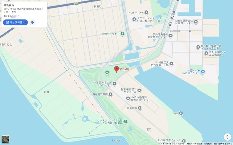 富浜緑地周辺の地図（クリックでGoogleマップを開く）