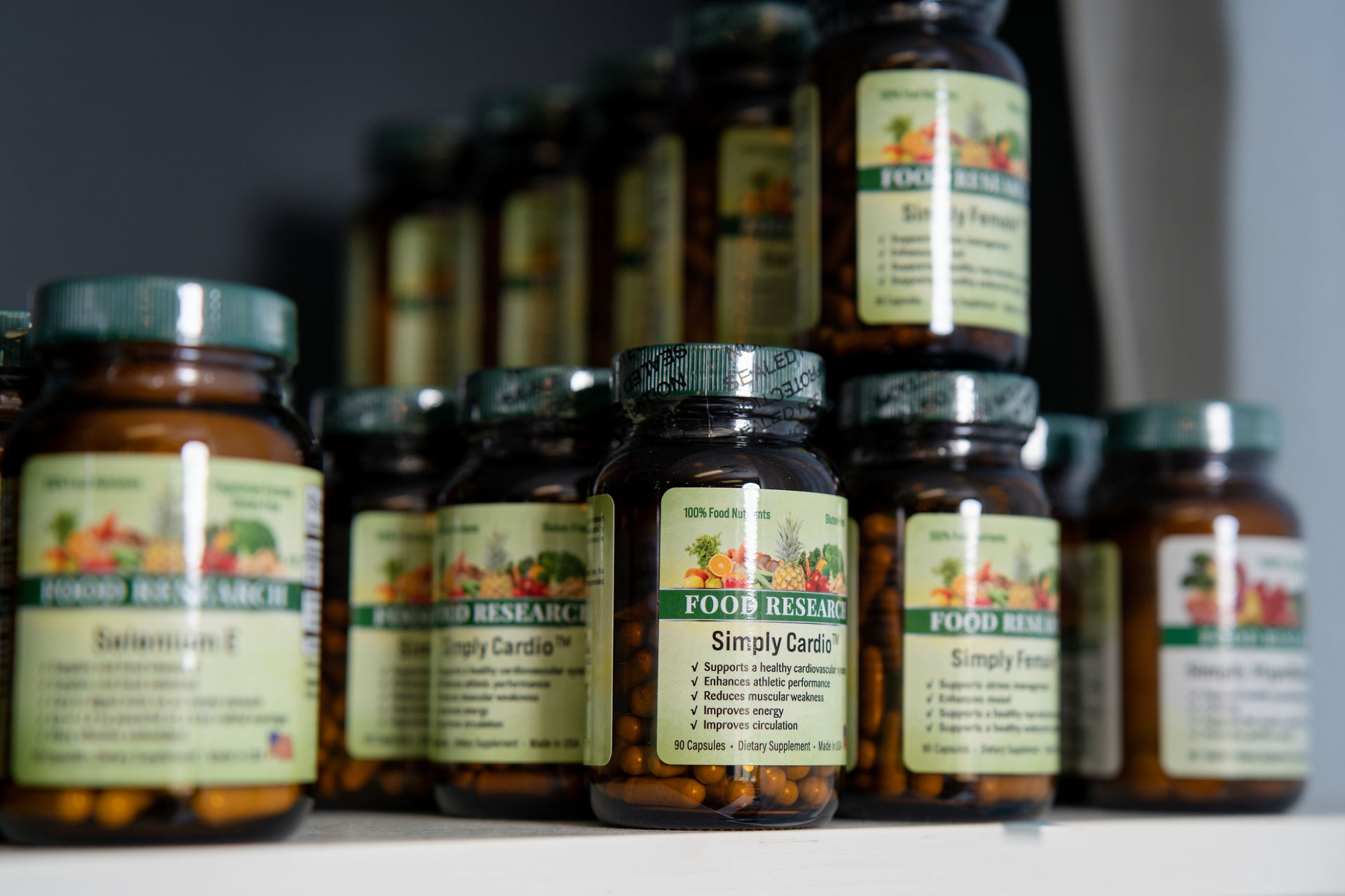 Calli Tuggle Photography - Des Moines branding and headshot photography - a close up image of supplements available for purchase at National Health Improvement Center of Des Moines's Waukee location.