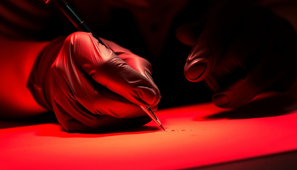 Close-up view of tattoo machine and ink cups ready for use