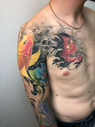 tribal tattoo maximum color ink st albert chinese sleeve japanese koi fosh