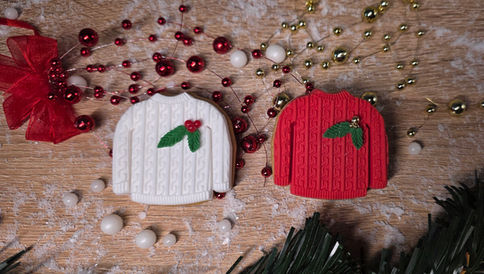 Elegant gift box filled with our hand-decorated vanilla and gingerbread Christmas cookies