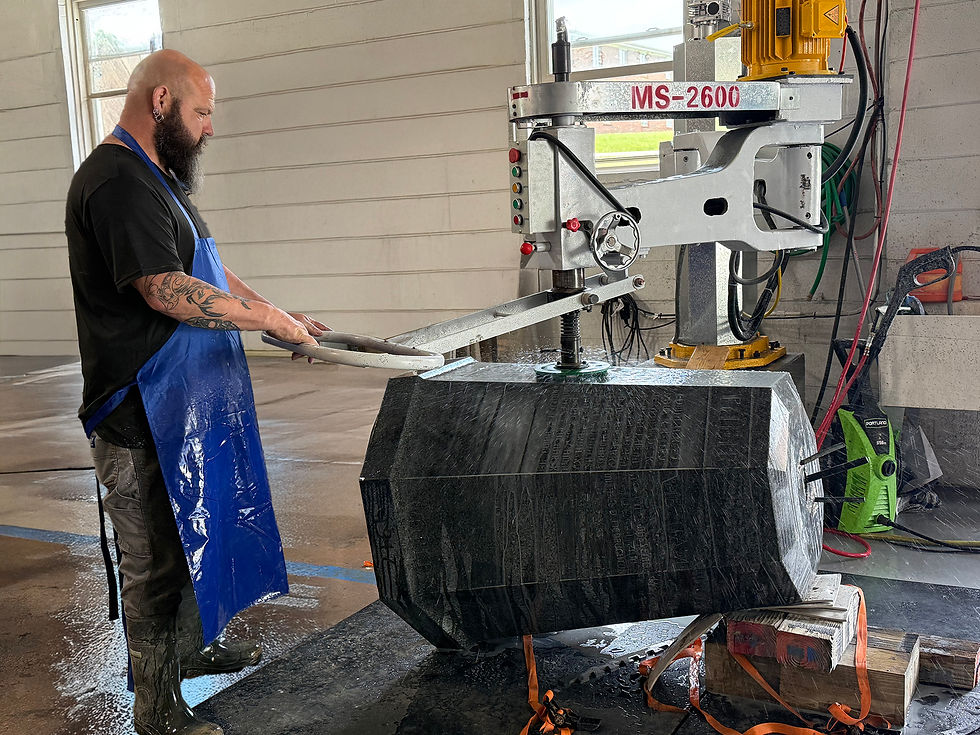 Resurfacing each side of the Old North Dayton Patriots Memorial with a high powered polishing machine