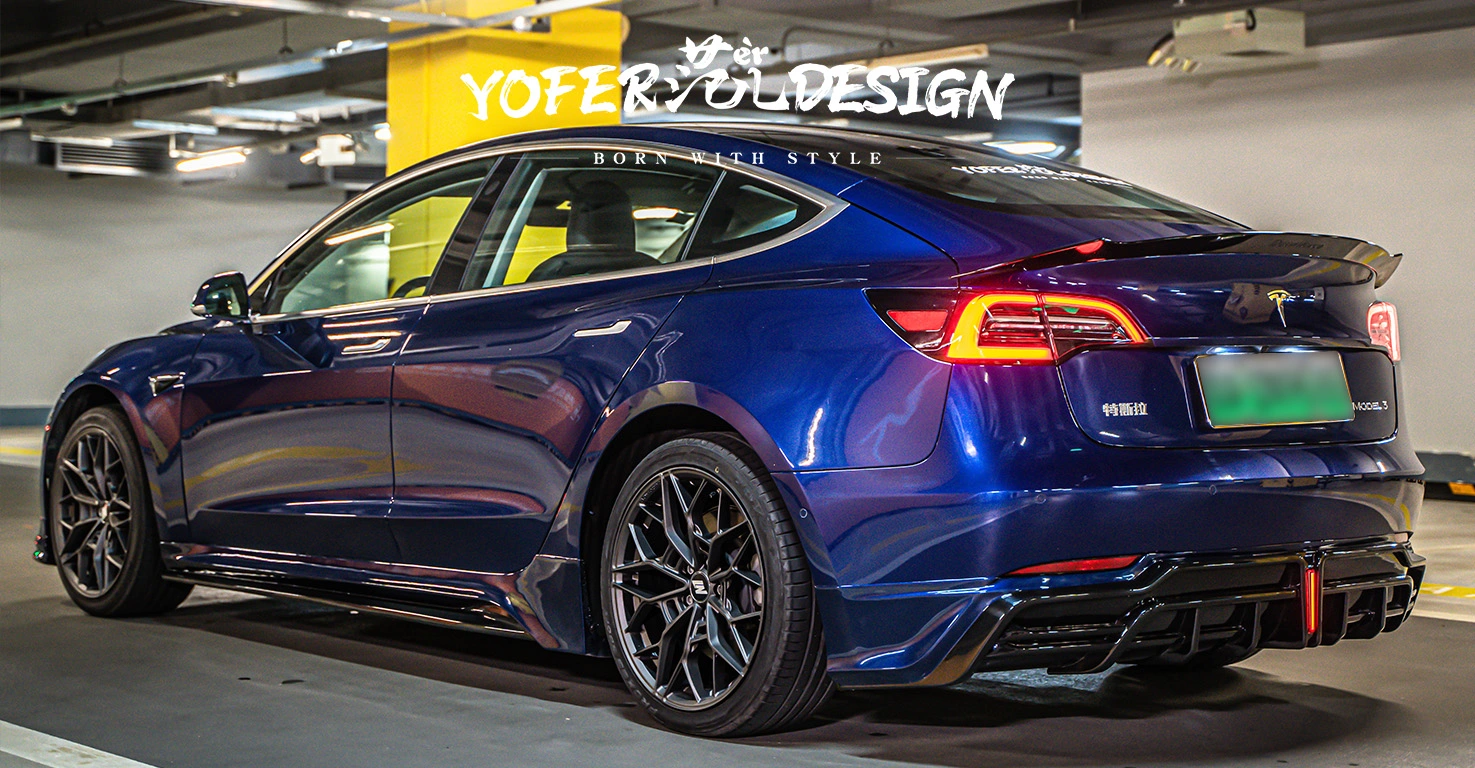 Tesla Model 3 2019 Body Kit Side Skirts View